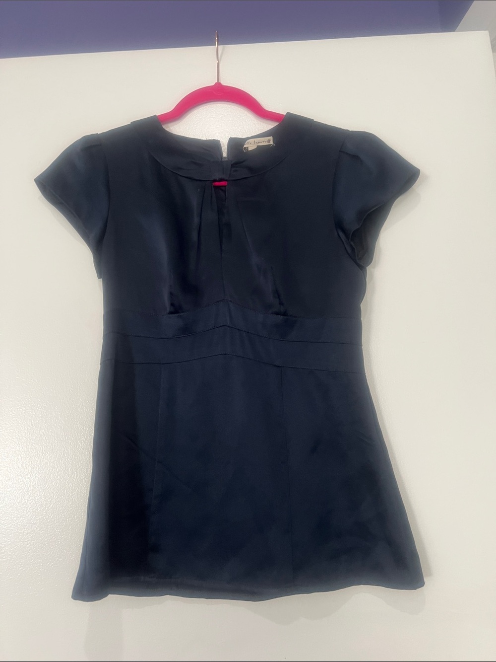 Nanette Lepore Navy Silk Cap-Sleeve Blouse size 2